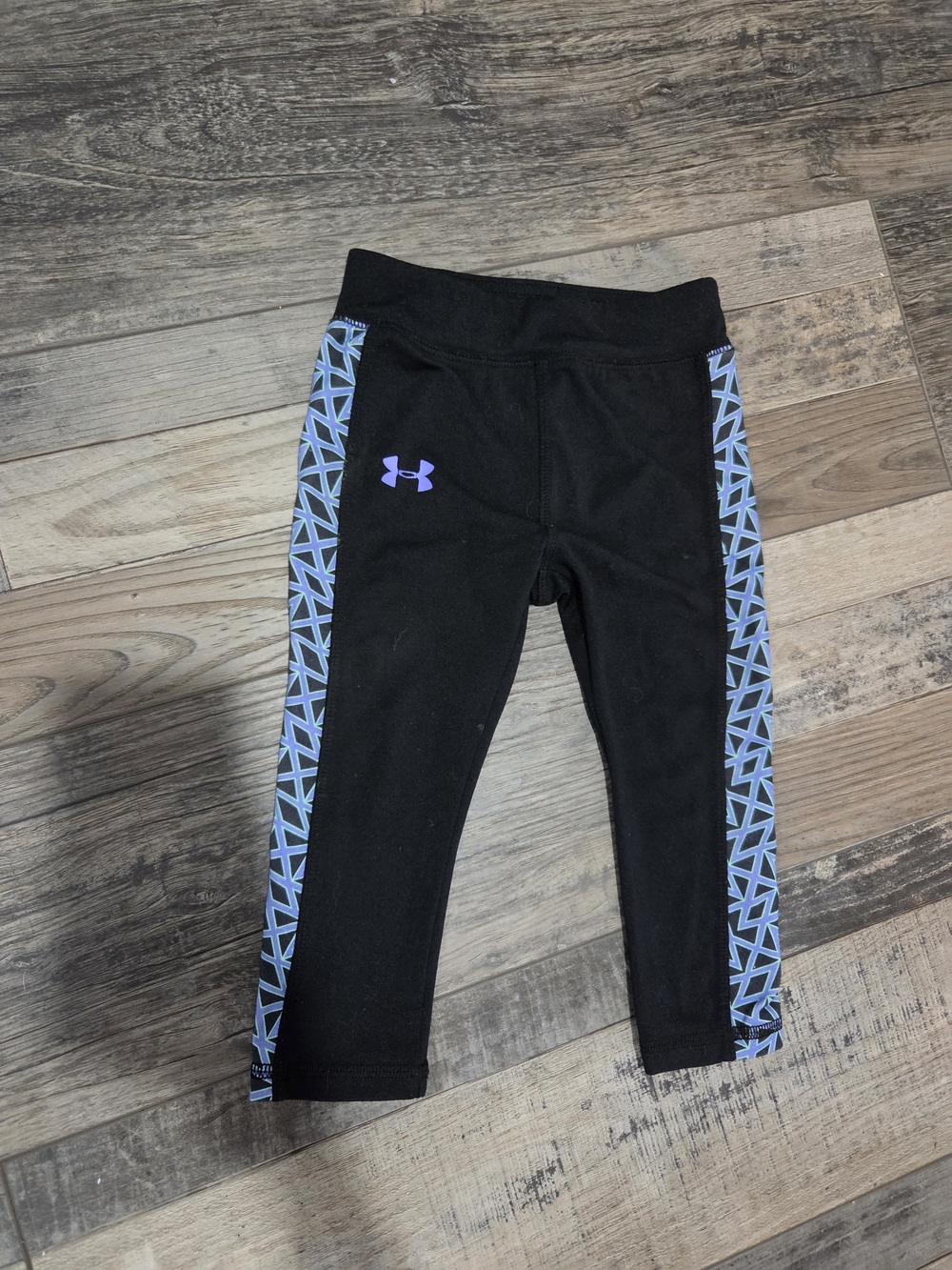 Under Armour Black Leggings with Blue Patterned Side Panels